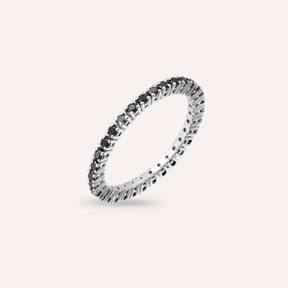 0.53 CT Black Diamond White Gold Eternity Ring - 3