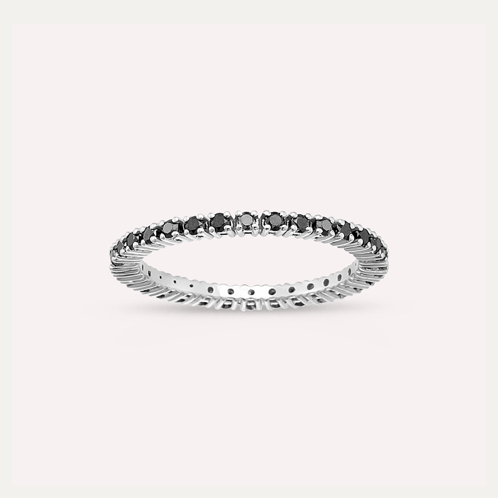 0.53 CT Black Diamond White Gold Eternity Ring - 1