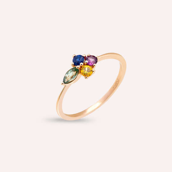 0.45 CT Marquise Cut Multicolor Sapphire Rose Gold Ring - 1