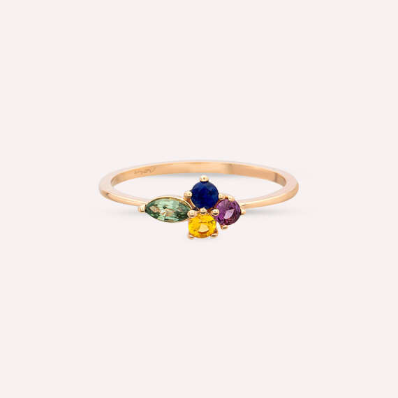 0.45 CT Marquise Cut Multicolor Sapphire Rose Gold Ring - 3