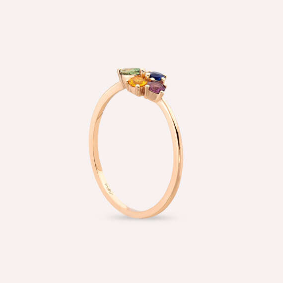 0.45 CT Marquise Cut Multicolor Sapphire Rose Gold Ring - 4