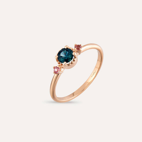 0.46 CT Multicolor Sapphire Rose Gold Ring - 3