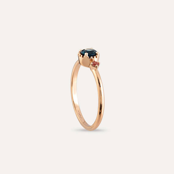 0.46 CT Multicolor Sapphire Rose Gold Ring - 4
