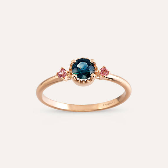 0.46 CT Multicolor Sapphire Rose Gold Ring - 2
