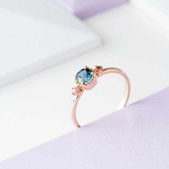 0.46 CT Multicolor Sapphire Rose Gold Ring - 1