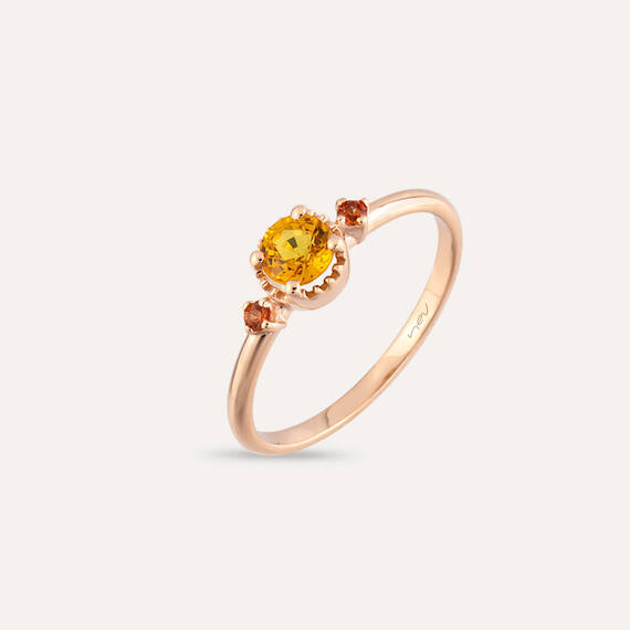 0.54 CT Yellow and Orange Sapphire Rose Gold Ring - 1