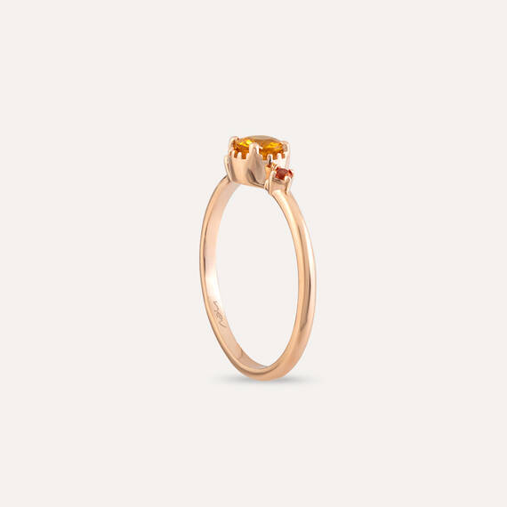 0.54 CT Yellow and Orange Sapphire Rose Gold Ring - 6