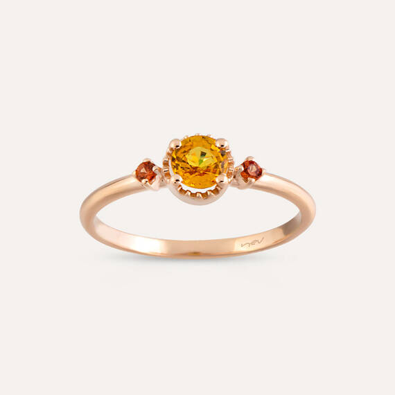 0.54 CT Yellow and Orange Sapphire Rose Gold Ring - 4