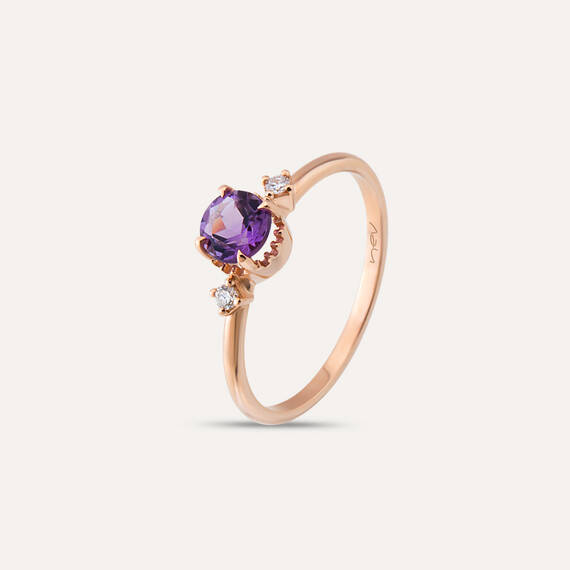 0.43 CT Amethyst and Diamond Rose Gold Ring - 1