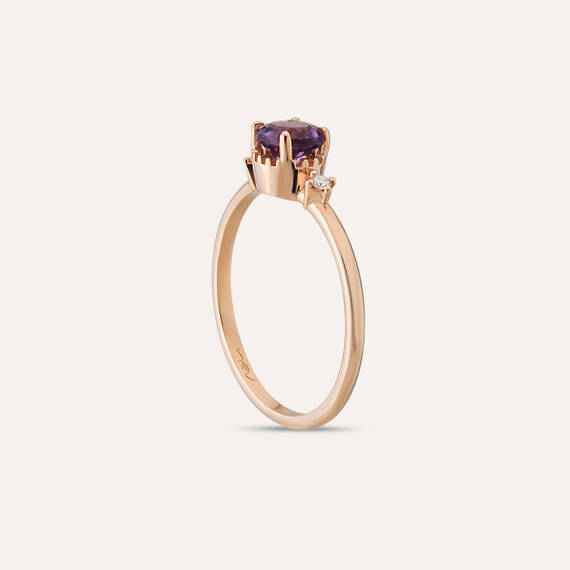 0.43 CT Amethyst and Diamond Rose Gold Ring - 5