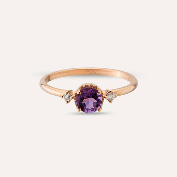 0.43 CT Amethyst and Diamond Rose Gold Ring - 6