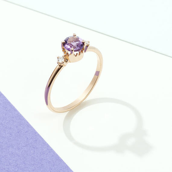 0.43 CT Amethyst and Diamond Rose Gold Ring - 4