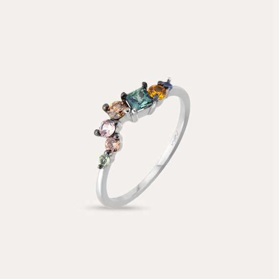 0.55 CT Multicolor Sapphire and Brown Diamond Ring - 1