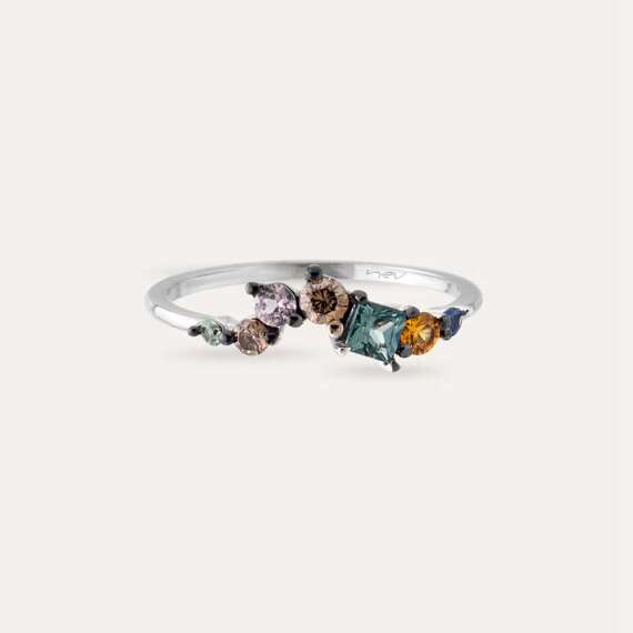 0.55 CT Multicolor Sapphire and Brown Diamond Ring - 6