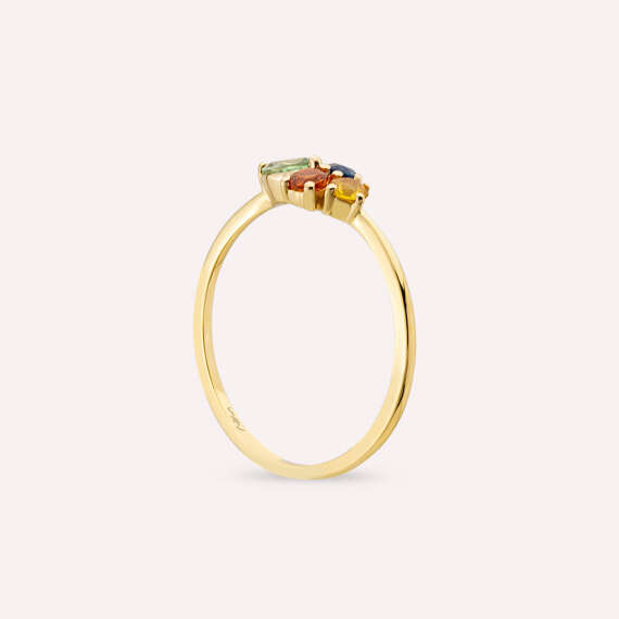 0.55 CT Multicolor Sapphire Yellow Gold Ring - 5