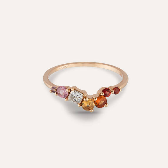 0.56 CT Multicolor Sapphire and Diamond Rose Gold Ring - 4