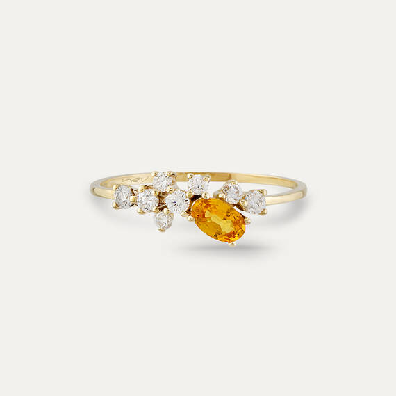 0.57 CT Golden Yellow Sapphire and Diamond Yellow Gold Ring - 3