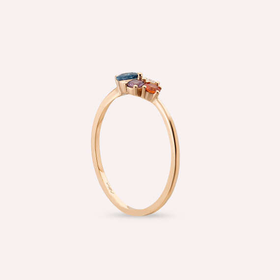 0.57 CT Multicolor Sapphire and Diamond Rose Gold Ring - 5