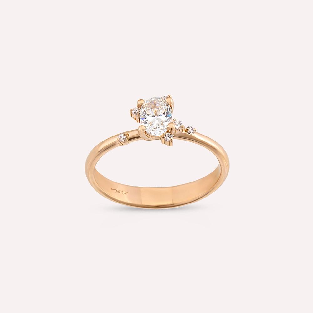 Chloe 0.57 CT Pırlanta Taşlı Rose Altın Yüzük - 1