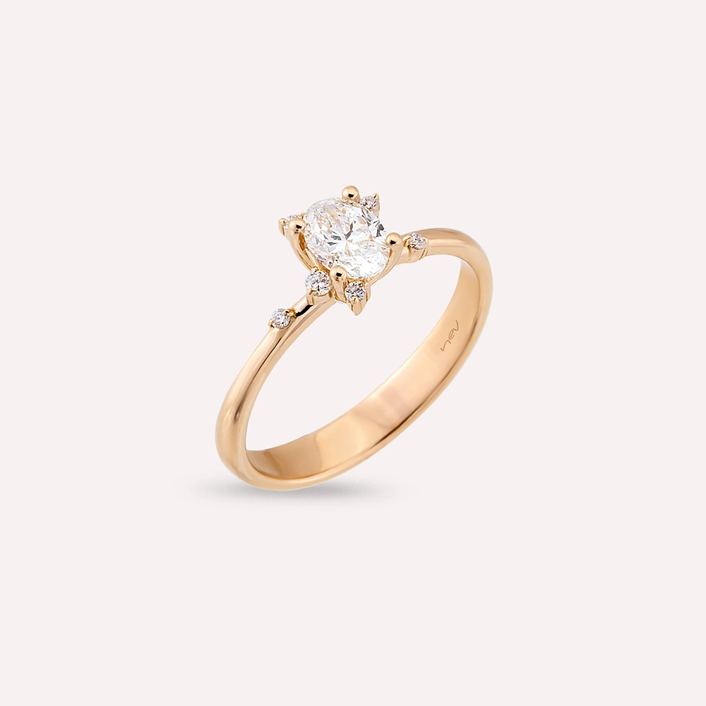 Chloe 0.57 CT Pırlanta Taşlı Rose Altın Yüzük - 3