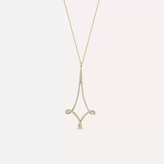 0.58 CT Diamond Yellow Gold Necklace - 1