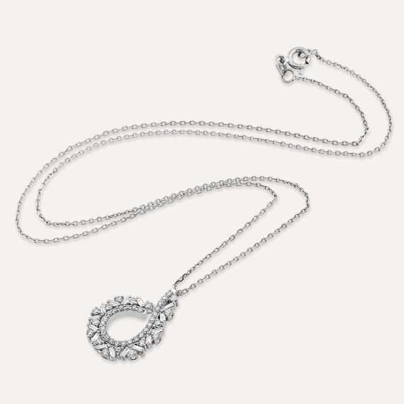0.53 CT Baguette Cut Diamond White Gold Necklace - 3