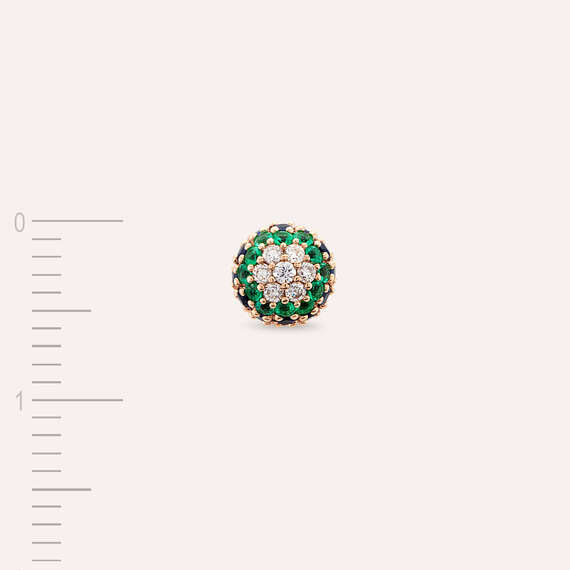 0.60 CT Çok Renkli Taşlı Rose Altın Top Tek Küpe - 4
