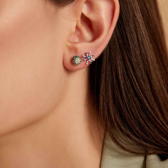 0.60 CT Colorful Stones Rose Gold Sphere Single Earring - 3