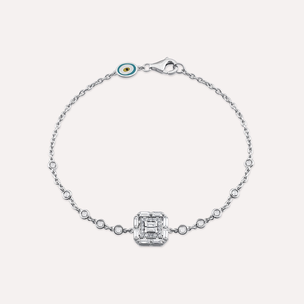 Catena 0.62 CT Baguette Cut Diamond White Gold Bracelet - 1