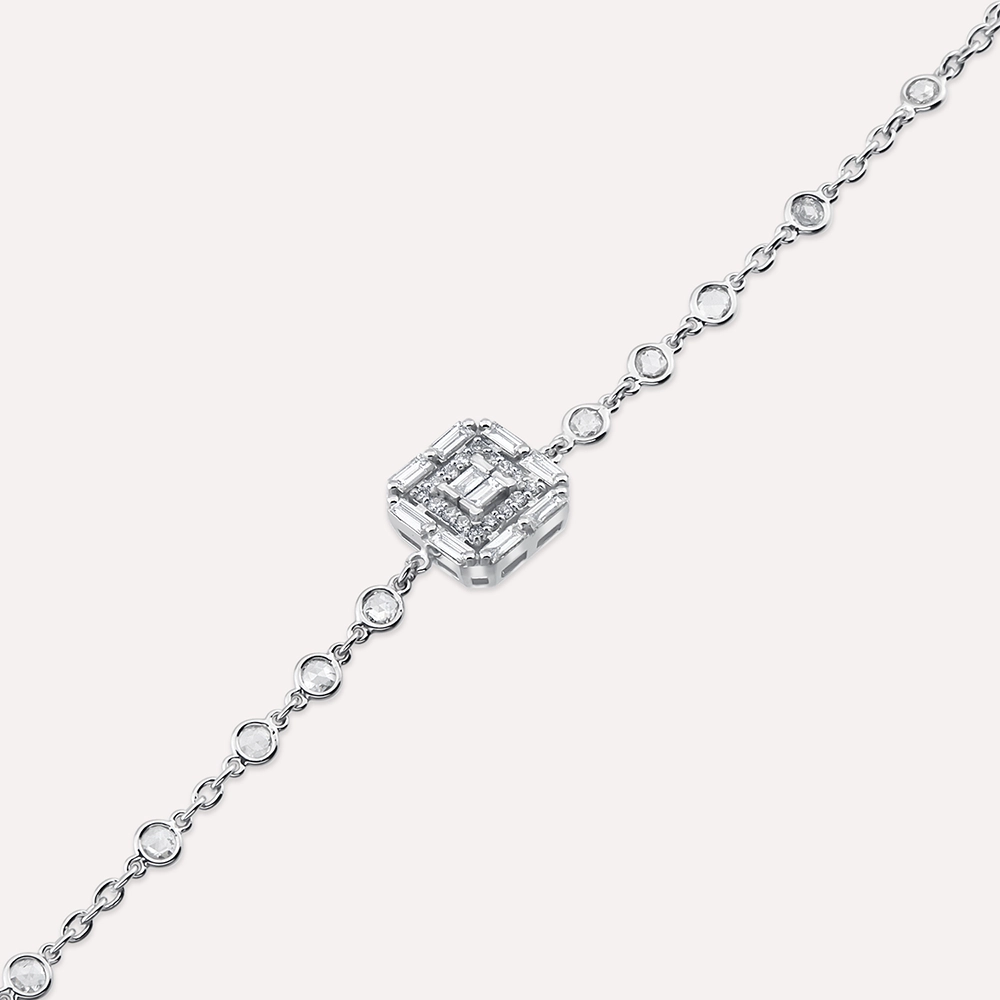 Catena 0.62 CT Baguette Cut Diamond White Gold Bracelet - 3