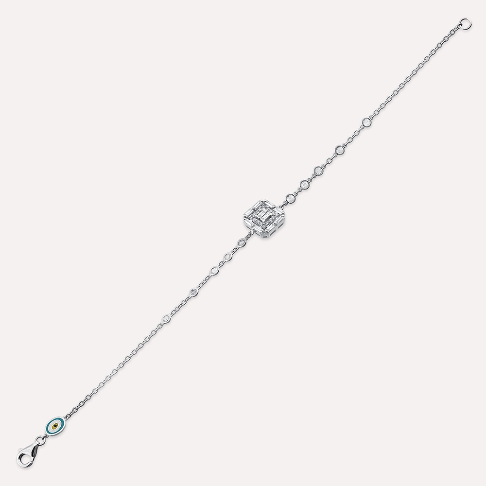 Catena 0.62 CT Baguette Cut Diamond White Gold Bracelet - 4