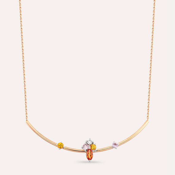 0.67 CT Multicolor Sapphire and Diamond Necklace - 1