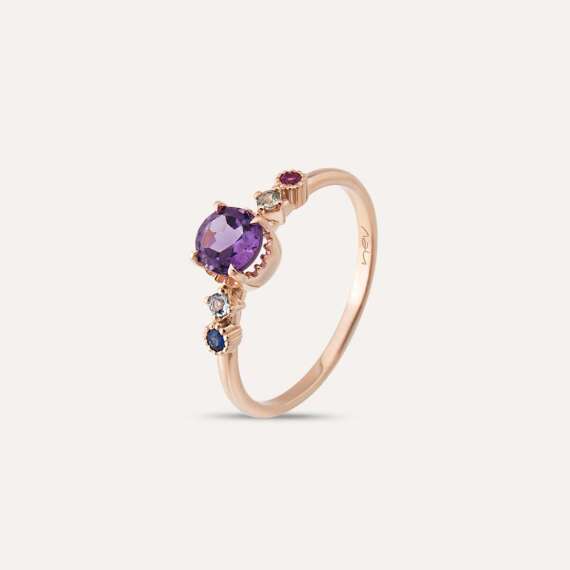 0.57 CT Amethyst, Aquamarine, Sapphire and Ruby Ring - 1