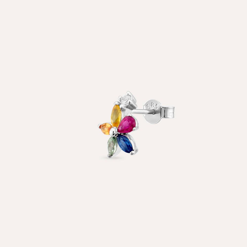 0.63 CT Diamond, Ruby and Multicolor Sapphire Mini Single Earring