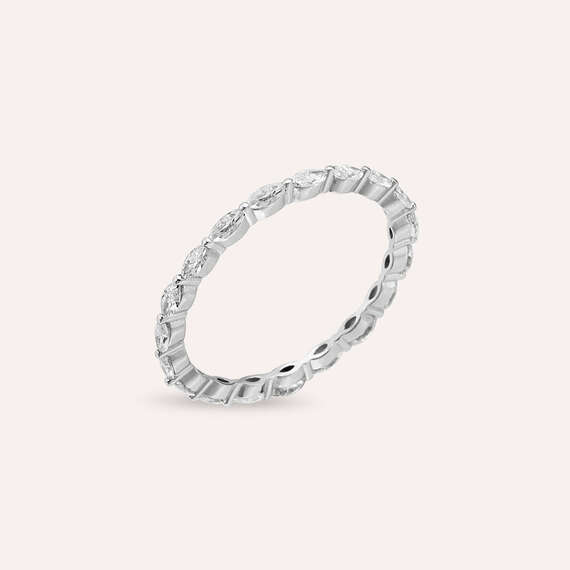 0.63 CT Marquise Cut Diamond White Gold Eternity Ring - 4