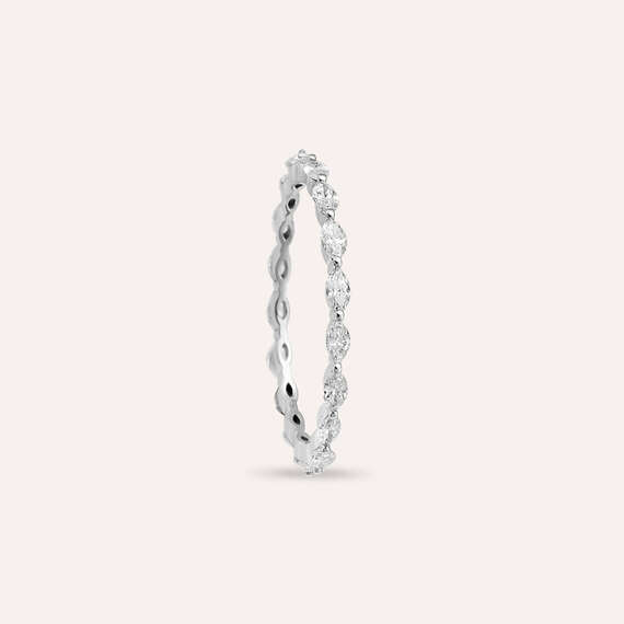 0.63 CT Marquise Cut Diamond White Gold Eternity Ring - 6