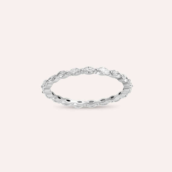 0.63 CT Marquise Cut Diamond White Gold Eternity Ring - 1