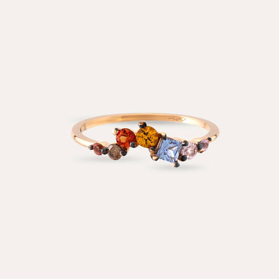 0.63 CT Multicolor Sapphire and Brown Diamond Rose Gold Ring - 5