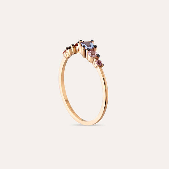 0.63 CT Multicolor Sapphire and Brown Diamond Rose Gold Ring - 6