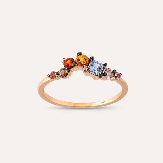 0.63 CT Multicolor Sapphire and Brown Diamond Rose Gold Ring - 4