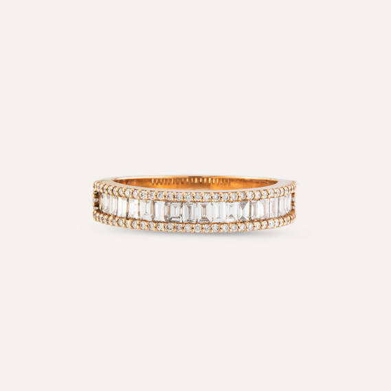 0.64 CT Baguette Cut Diamond Rose Gold Half Eternity Ring - 5