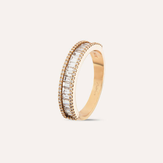 0.64 CT Baguette Cut Diamond Rose Gold Half Eternity Ring - 3