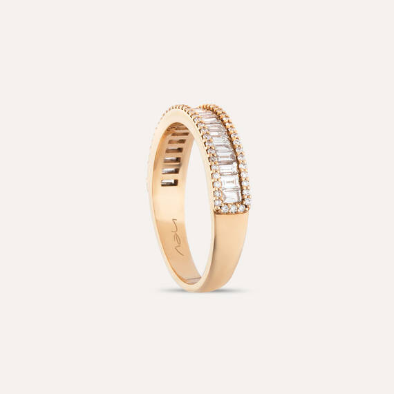 0.64 CT Baguette Cut Diamond Rose Gold Half Eternity Ring - 6