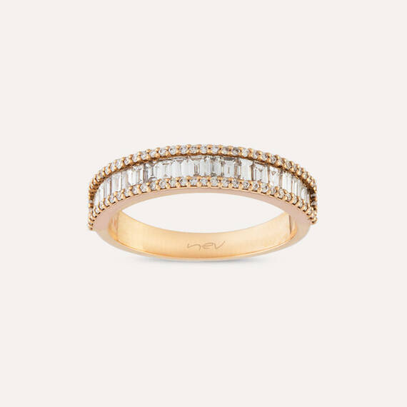 0.64 CT Baguette Cut Diamond Rose Gold Half Eternity Ring - 1