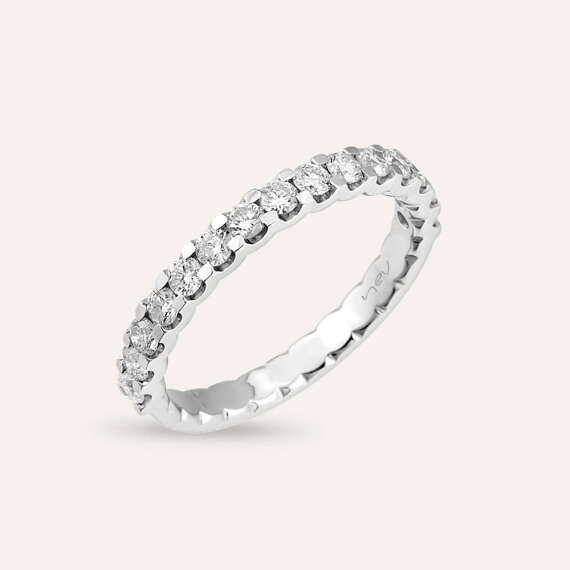 0.64 CT Diamond White Gold Half Eternity Ring - 2