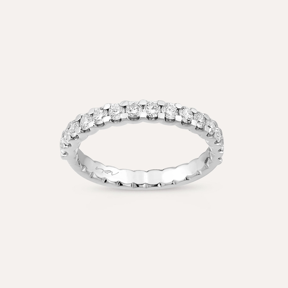 0.64 CT Diamond White Gold Half Eternity Ring - 1