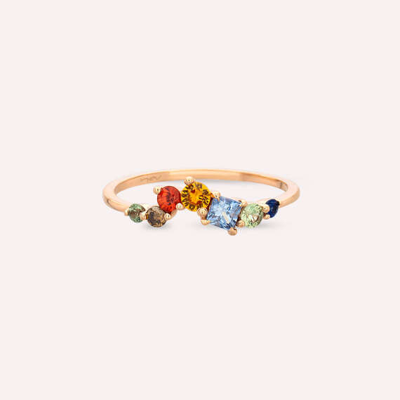 0.64 CT Multicolor Sapphire and Brown Diamond Rose Gold Ring - 4