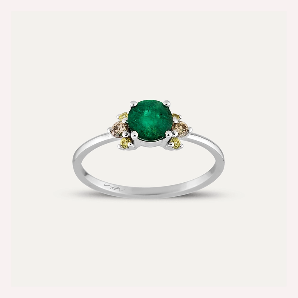 0.88 CT Multicolor Sapphire and Emerald Ring - 1