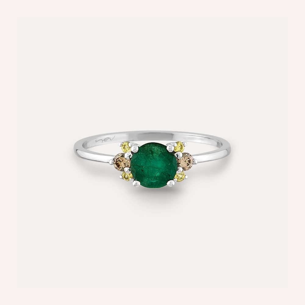 0.88 CT Multicolor Sapphire and Emerald Ring - 3