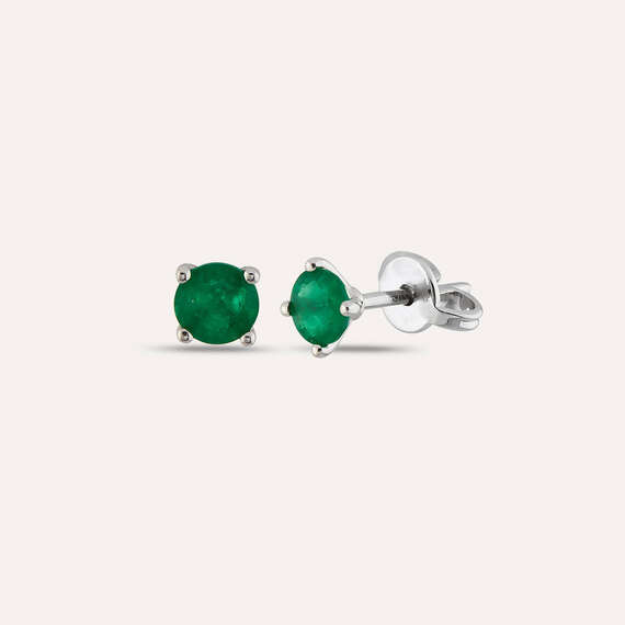 0.65 CT Emerald Solitaire White Gold Earring - 1